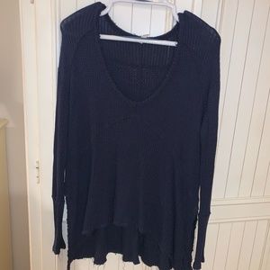 Free People Waffle Thin Ribbed Sweater